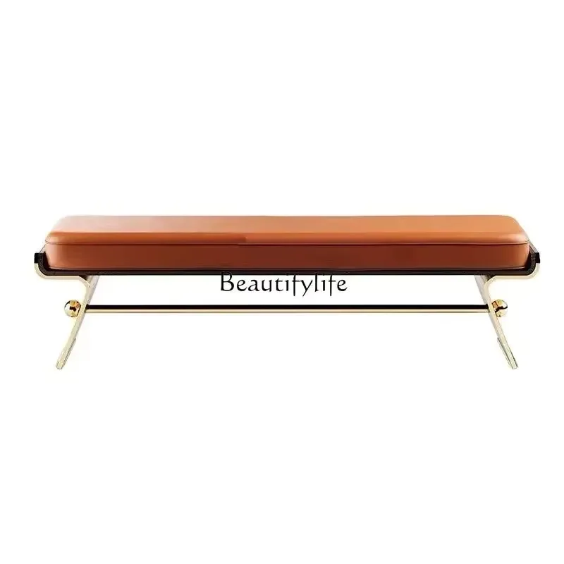 style  Simple modern designer light luxury stainless steel home bedroom end of bed model room sofa stool ss 8617