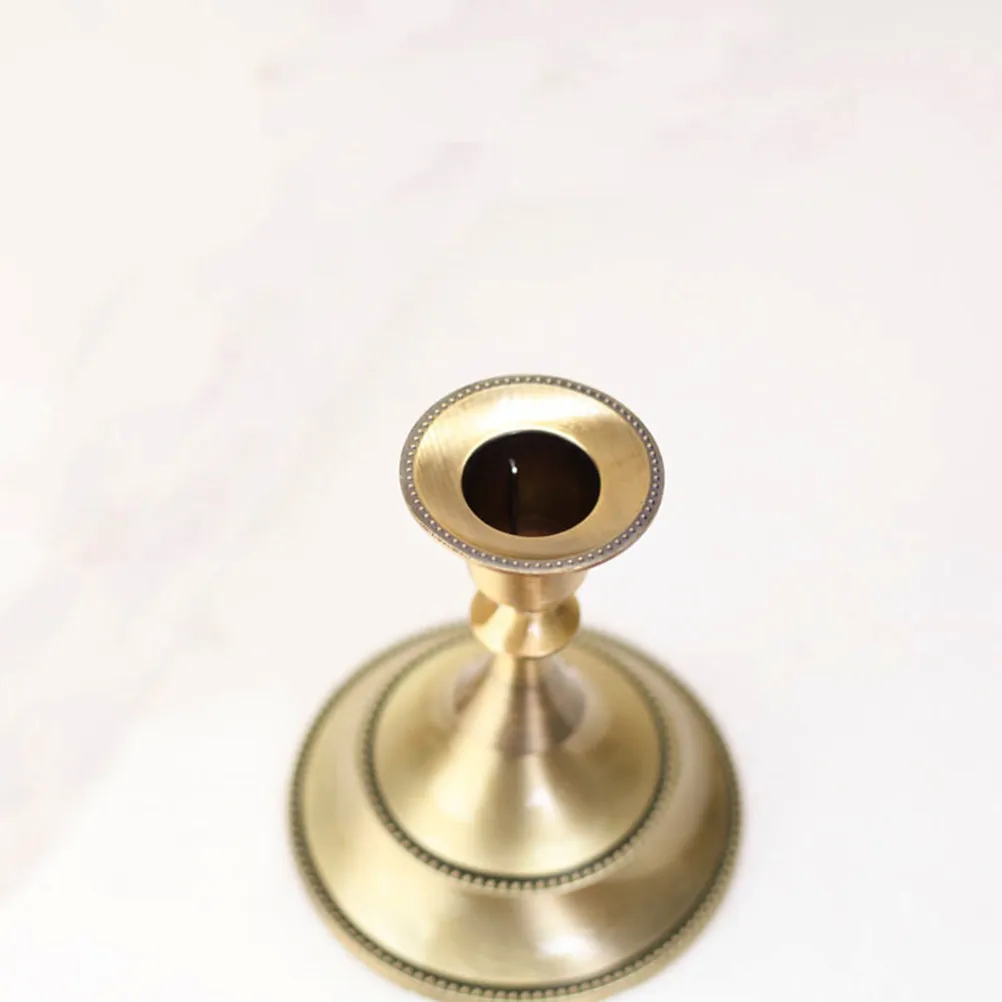 

2Pcs Vintage Style Alloy Candlestick Set Smooth Metallic Bronze Finish Elegant Home Living Room Decor Christmas Wedding