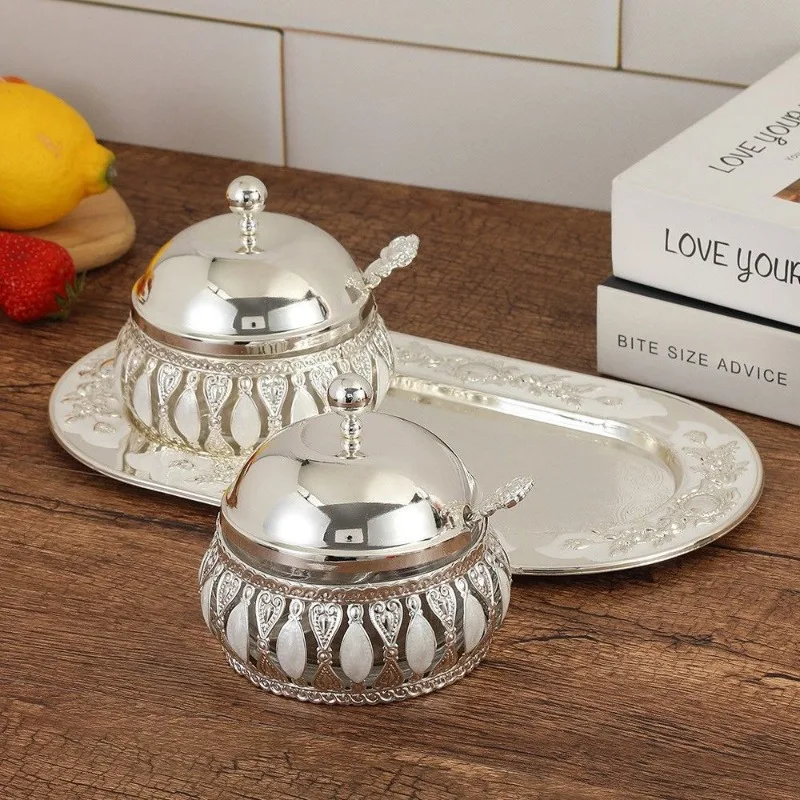 

Silver Seasoning Jar Set, Kitchen Storage Bottle, Dining Table Seasoning Jar