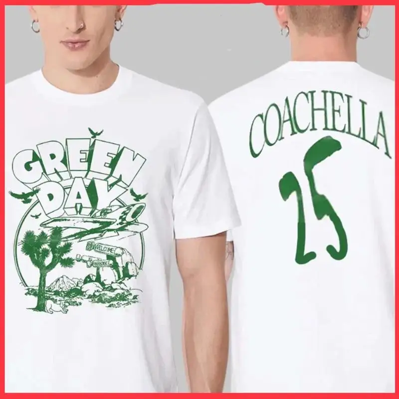 Gr33N Day C0Achella 2025 Fan T Shirt 2 الجانبين طباعة أبريل 11 20 كاليفورنيا