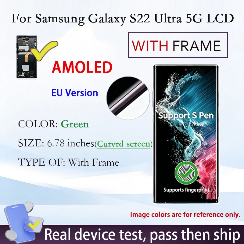 S22U Voor Samsung Galaxy S22 Ultra 5G AMOLED LCD Display Touchscreen Digitizer Assemblage Vervanging Reparatie Onderdelen Nieuwe Levering