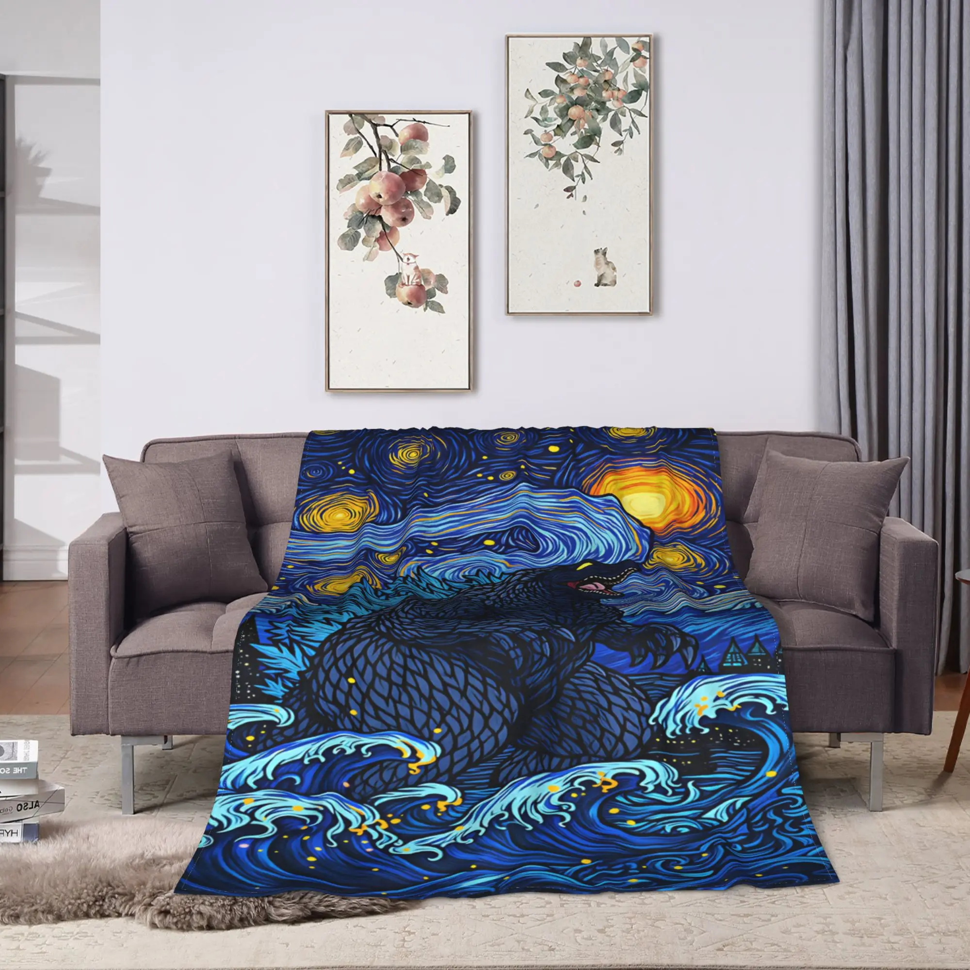 G-Godzillas  Warm Blanket  Camping Plush Throw Blanket Novelty Bedroom Flannel Bedspread Sofa Bed Cover