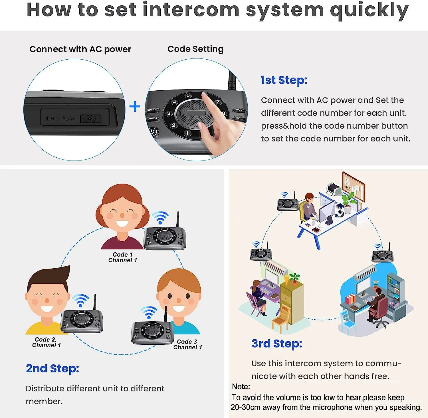 اتصال داخلي لاسلكي S600 للأعمال والمنزل - منخفض التكلفة من المصنع مباشرة، نظام اتصالات متعدد القنوات بدون خياطة، 6 عبوات #3