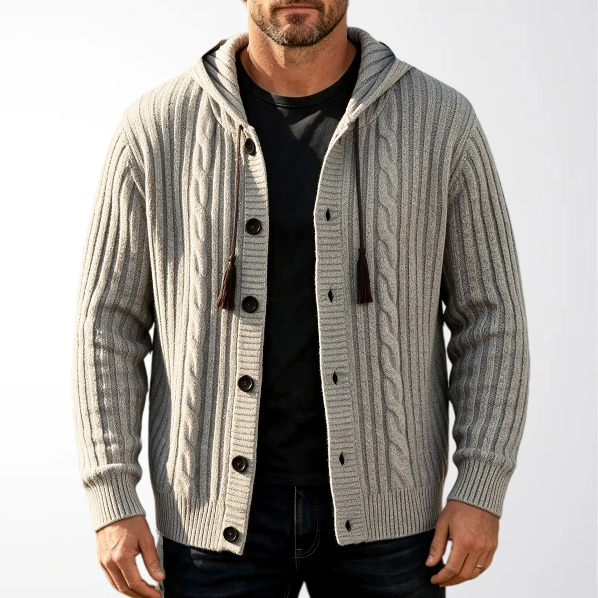 Luxury Fashion Vintage Heather Fried Dough Twists Hoodie Sweater Thickened Warm Knitted Cardigan Coat Men's Shirt