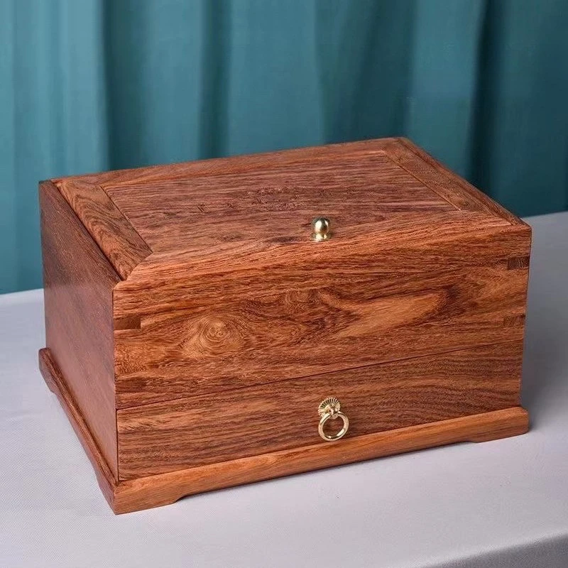 Drawer Jewelry Box Necklace Trinket Organizer Boxes Solid Wood Multi Layer Jewellery Case Wedding Ring Bracelet Storage Cases