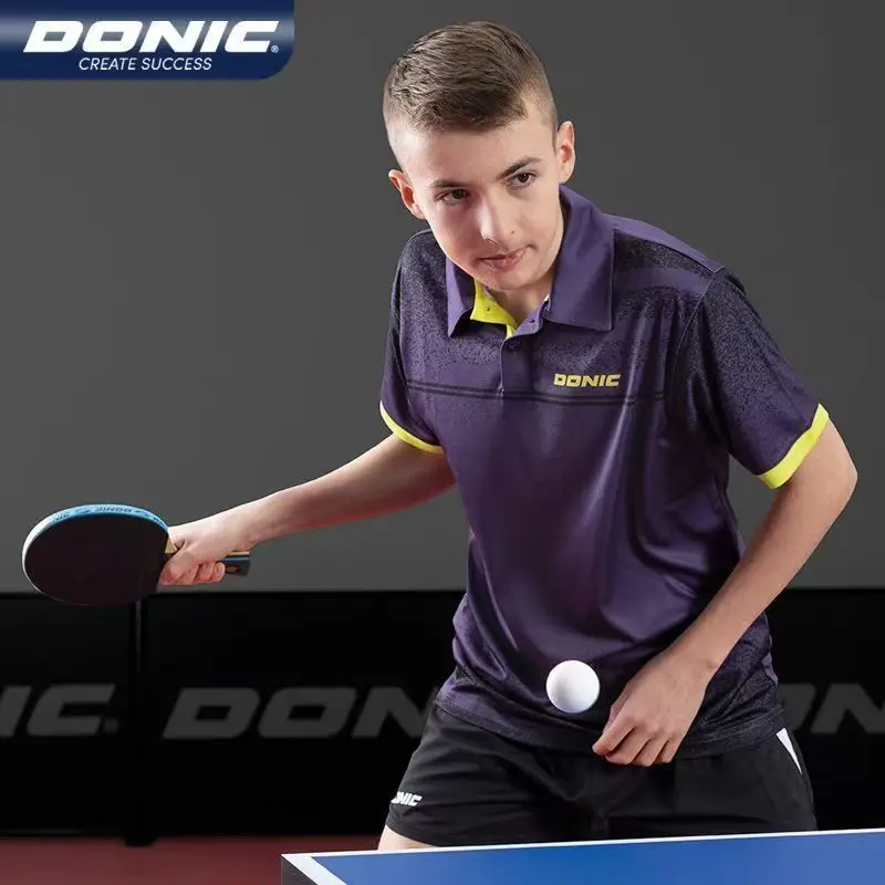 

DONIC table tennis jersey with collar and short sleeves, men's and women's quick drying breathable training sportswear 83233