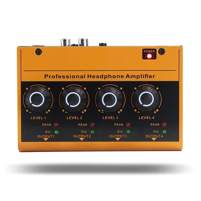 Amplificador sonido portátil 4 canales para auriculares Control independiente 4 vías para uso profesional en estudio