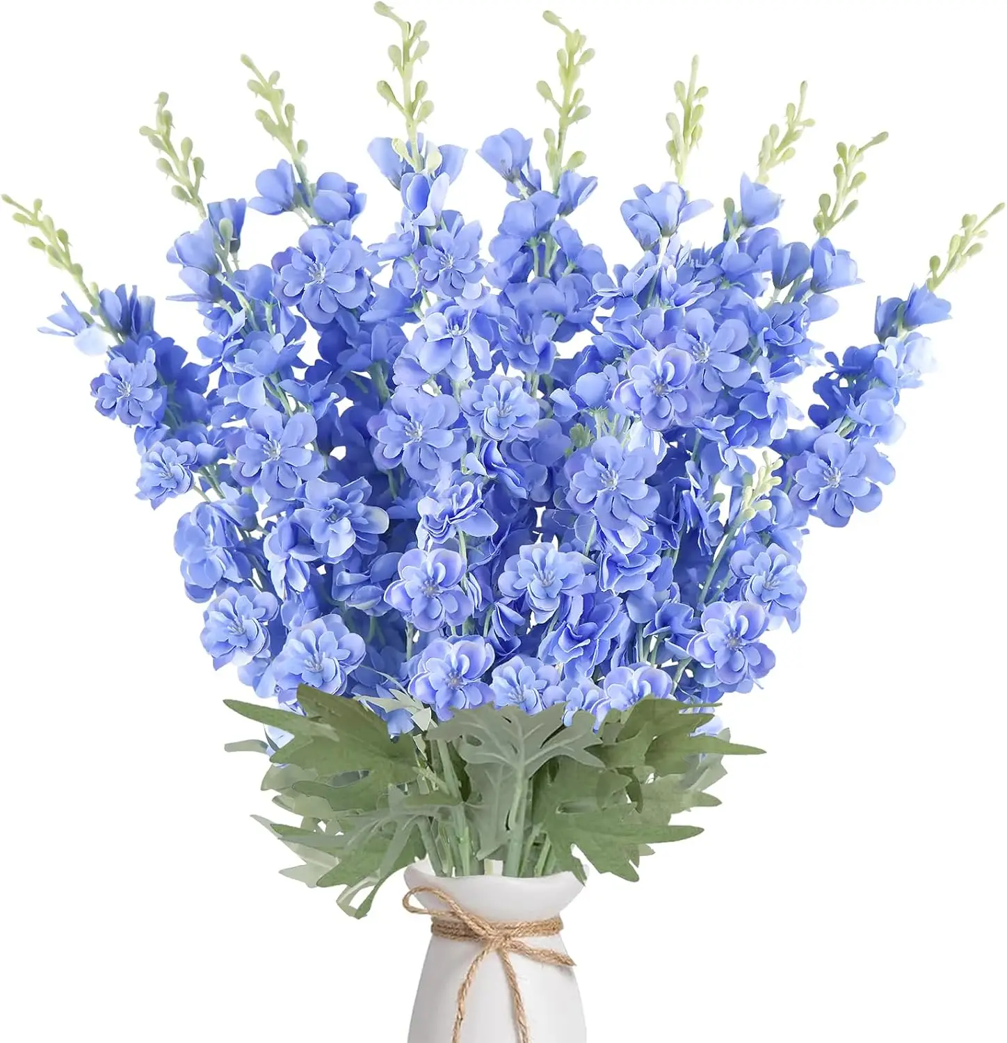 

16Pcs Blue Delphinium Artificial Flowers 33.5'' Long Stem Larkspur Faux Silk Flower Bulk for Tall Floor Vase Outdoors Ar