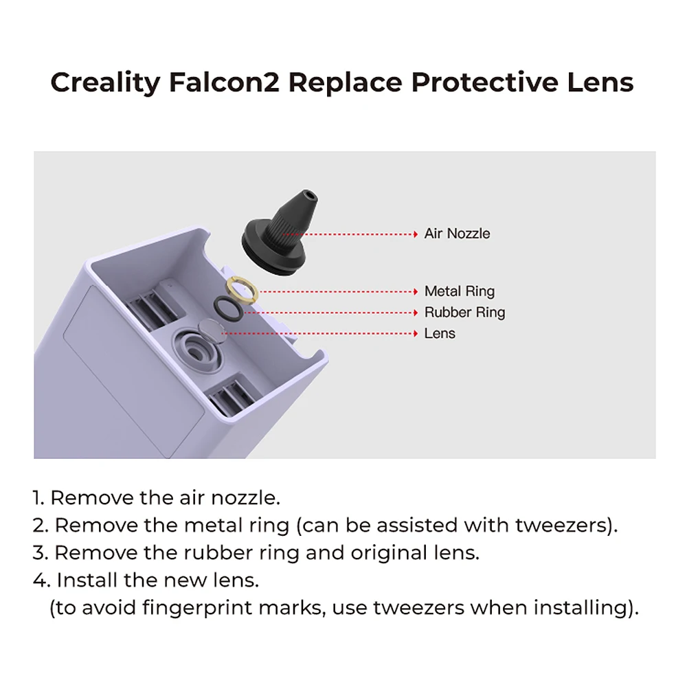 Creality Falcon2 Replace Protective Lens for Laser Module Head Laser Engraver Replacement 5PCS/Set