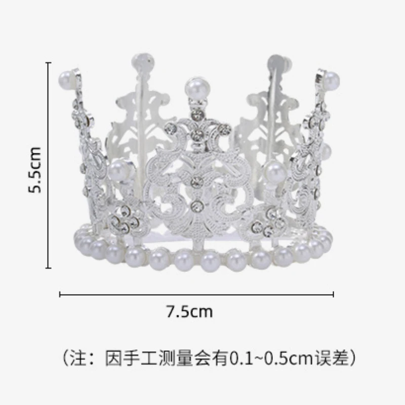 Crown Cake Topper Birthday Mini Crown Pearl Crystal Tiara Vintage Small Crowns Metal Crown Decorations for Boys Girls