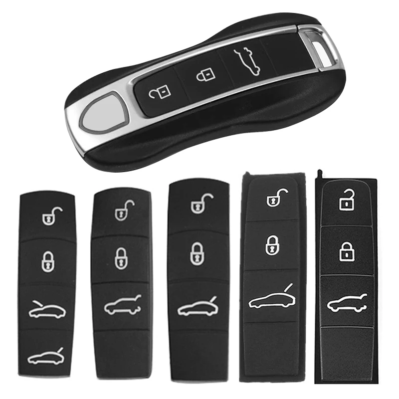 Car Key Case Rubber Pad For Porsche Cayenne Panamera Cayman Macan Boxster 718 911 Remote Control Key Button Replace