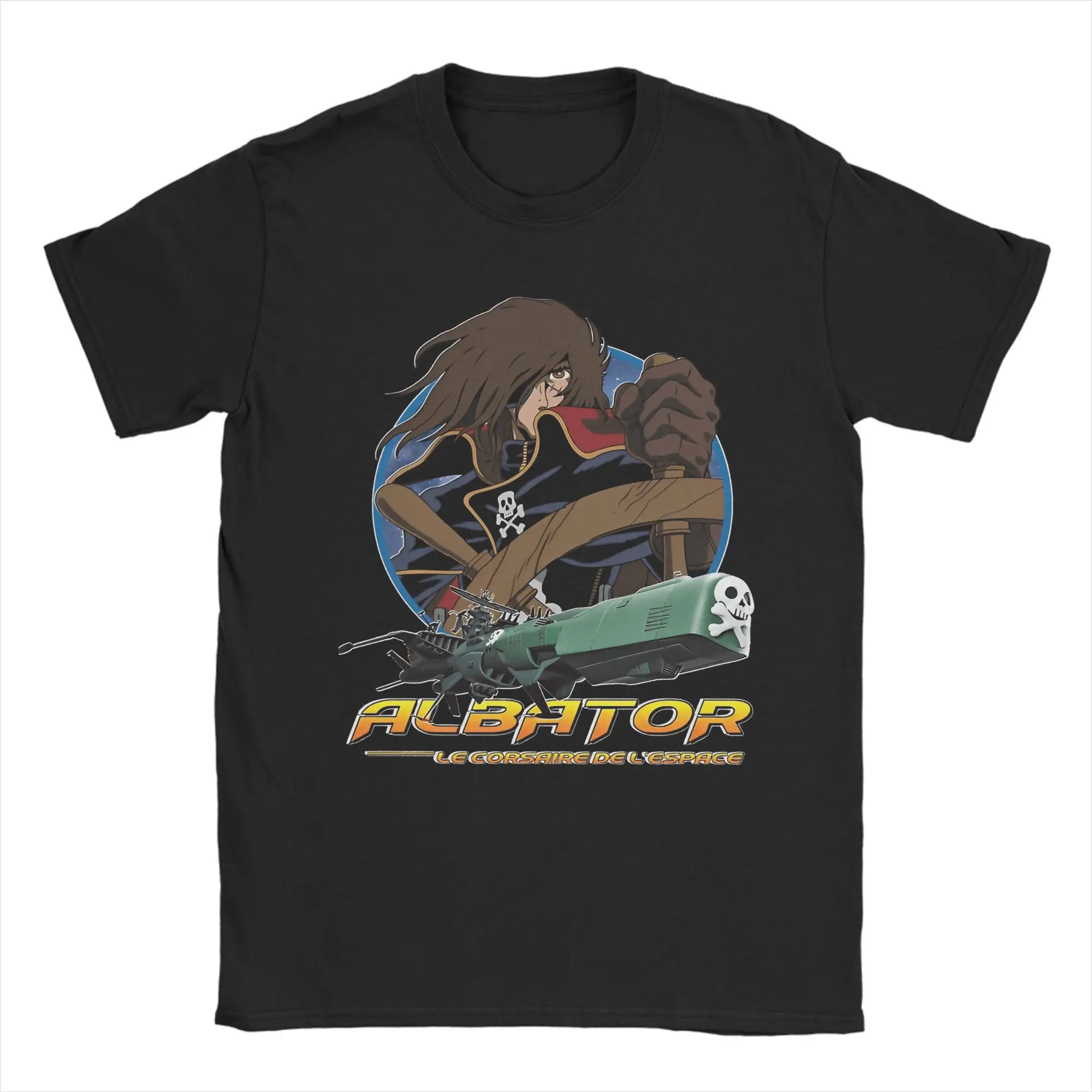 

Men's T-Shirts Anime Captain Harlock Vintage 100% Cotton Tees Short Sleeve T Shirts Crewneck Tops Gift Idea