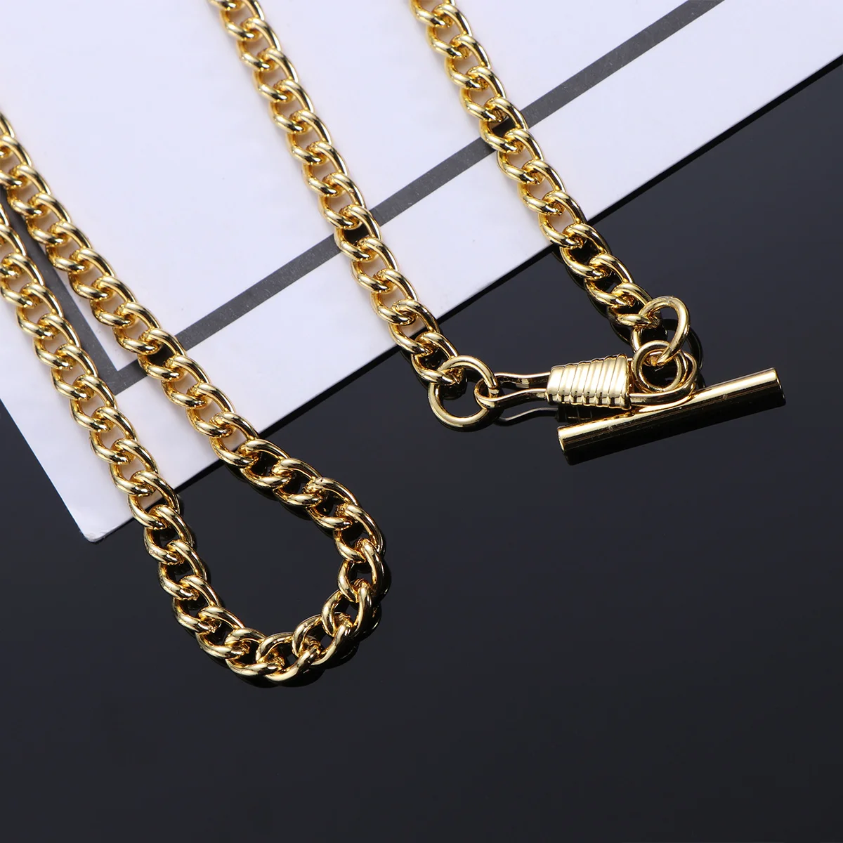 

Pocket Watch Chain Classic Metal Plated 65Cm Golden Retro Holder Belt Jean Decoration Keychain Accessory