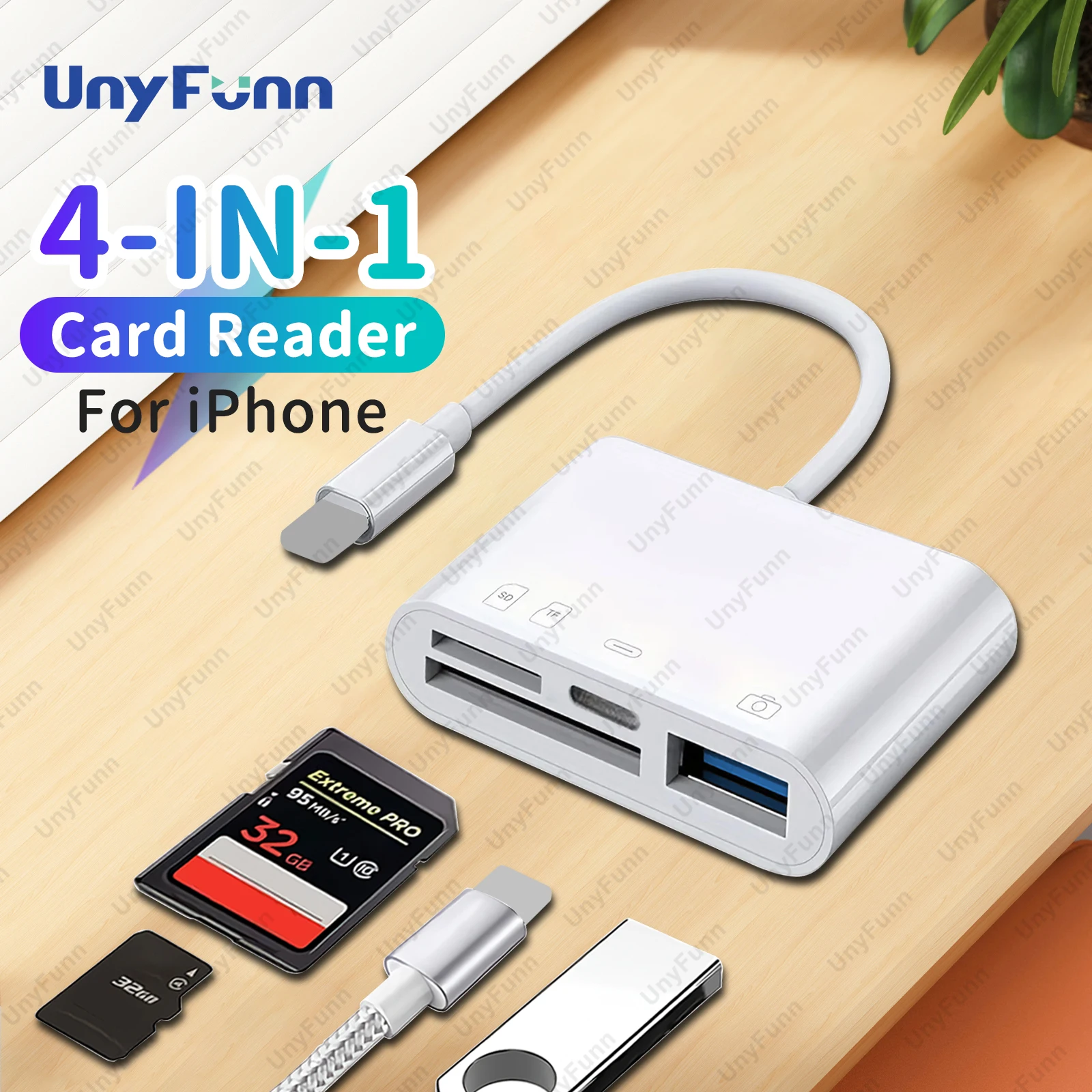 4 in1 Camera Micro SD TF Memory Card Reader IOS Male to USB3.0 Female Adapter OTG Cable for iPhone