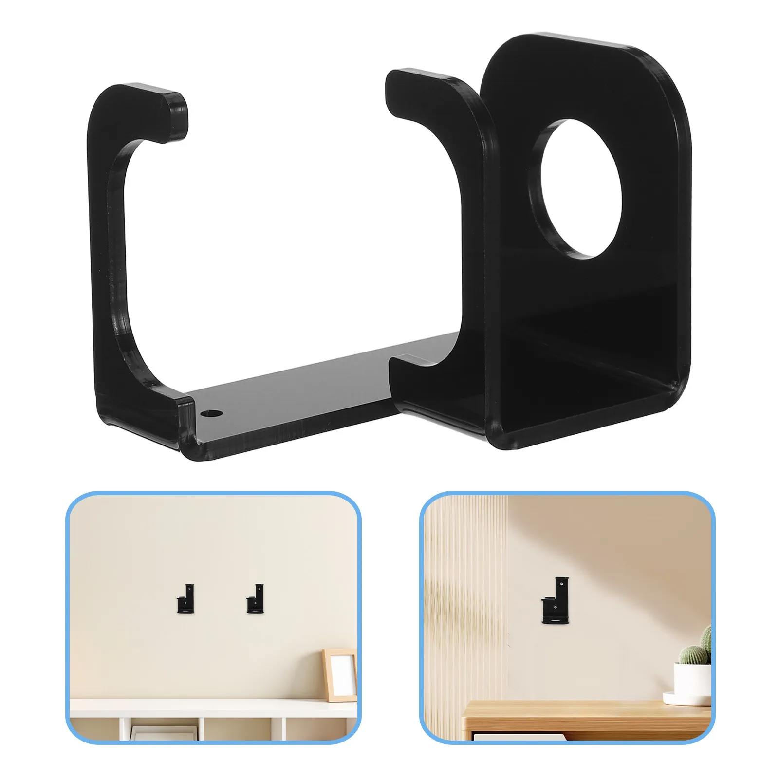 2Pcs Display Stand Clear Acrylic Wall Mounted Black Bracket Vertical Sword Holder Display Rack for Home Office