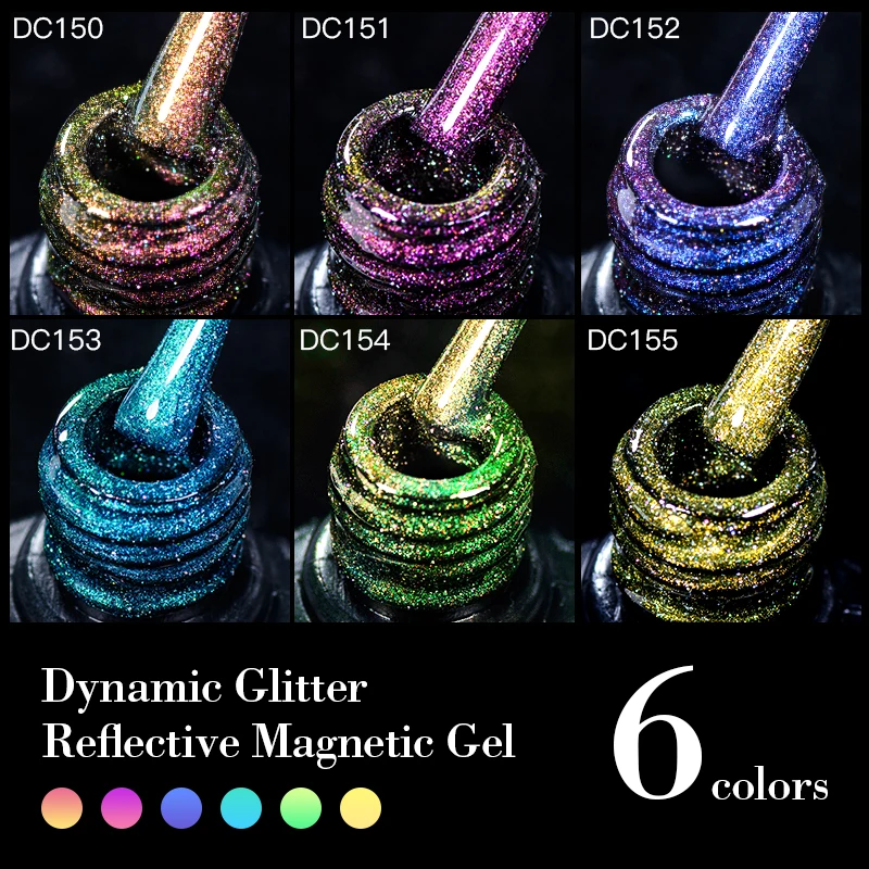 Mtssii 7ml Cat Magnetic Gel Nail Polish Semi Permanent Dynamic Glitter Reflective Nail Gel Soak Off UV Gel Nail Art Varnish