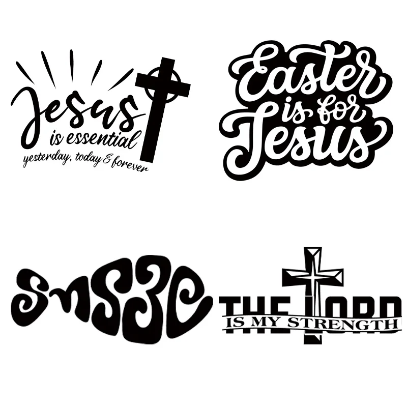 

4piece larsize Jesus Christianity Iron On Transfer For Clothing DIY Washable Heat Sticker On T-shirt Design Patch Applique