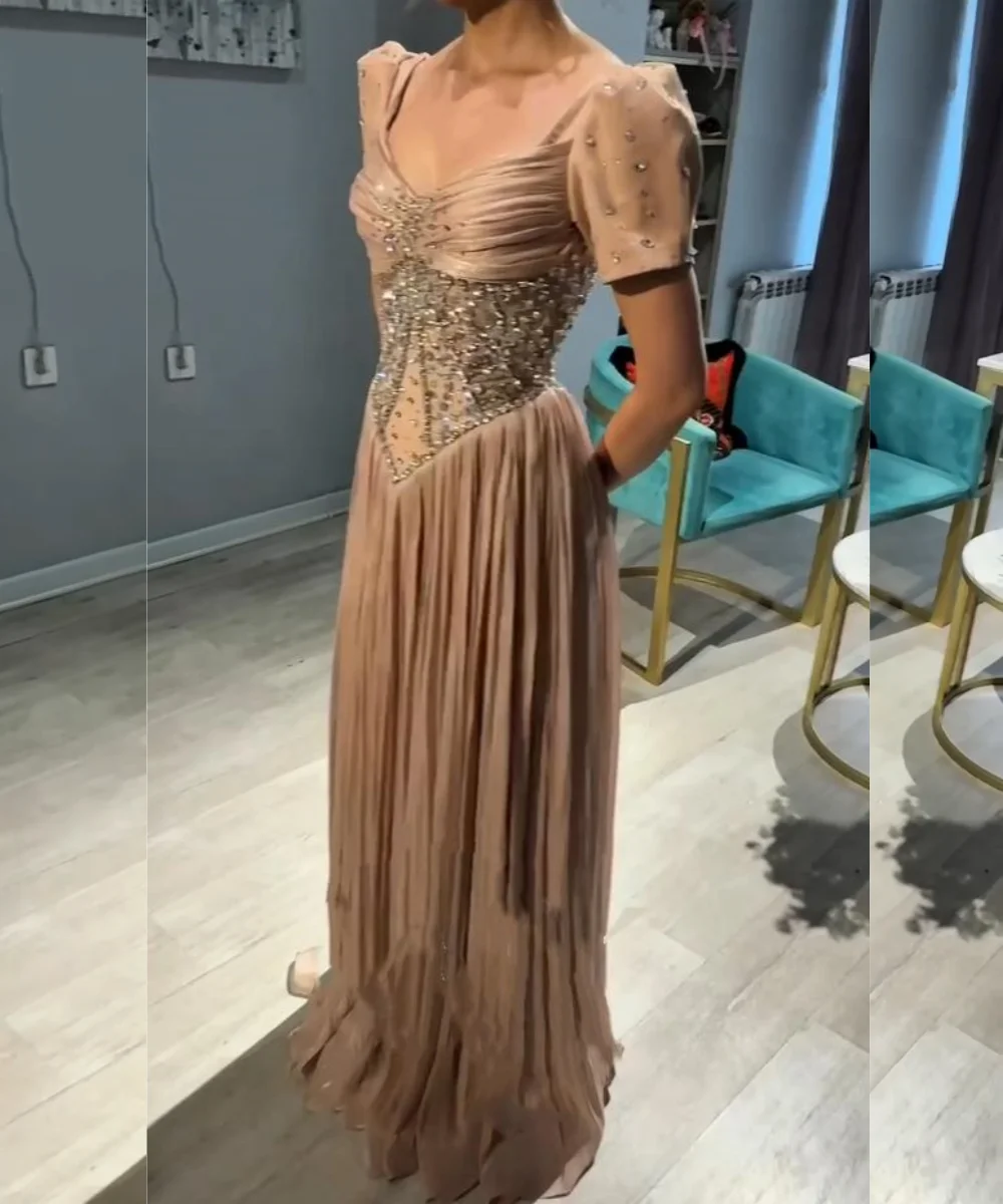 Customized Sparkle Pleat Sequined Pattern A-line V-neck Long Bespoke Occasion Celebrity Dresses Pastrol Fashion
