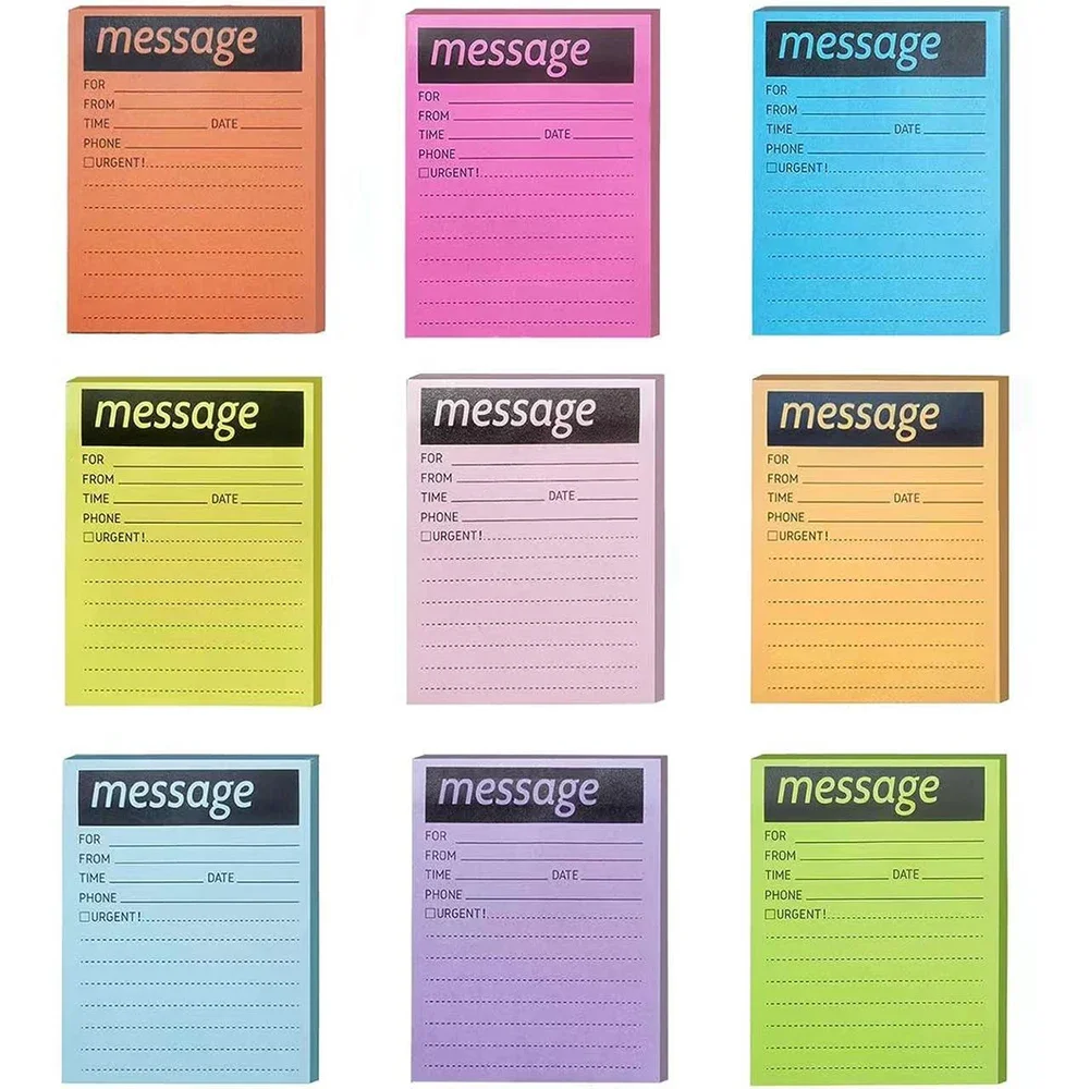 

9 Books Fluorescent Colors Sticky Notes Multi-function Stickers Portable Message Memo Pads Notepad Stationery