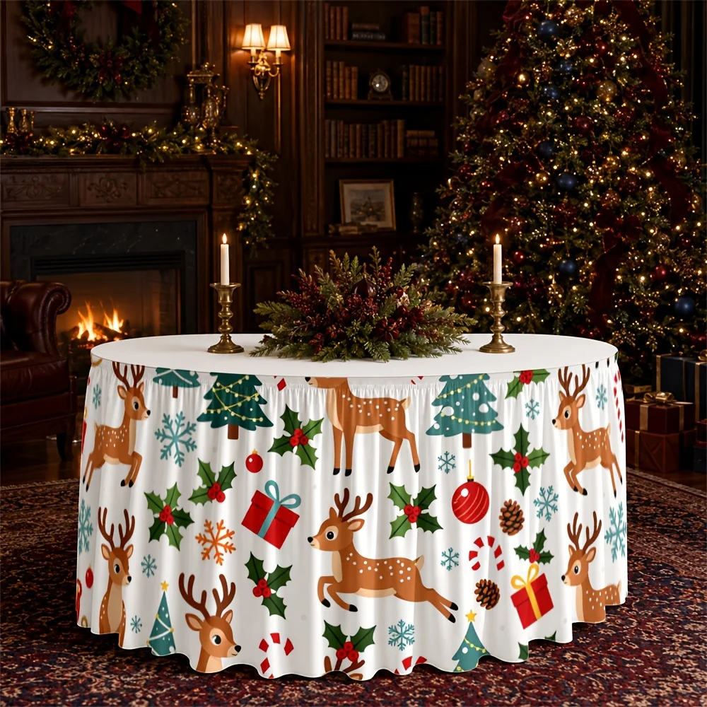 A deer-patterned tablecloth, suitable for weddings, baby showers, and birthday parties