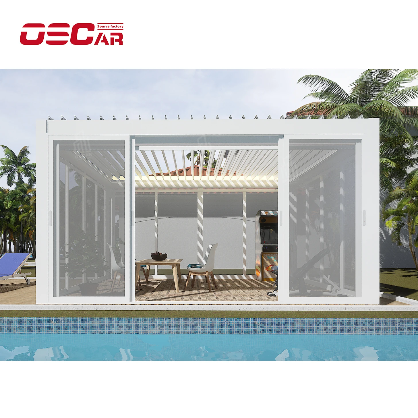 Decking Cover Pergola Tenda Gazebo Cover for Winter Aluminum Louvered Pergola