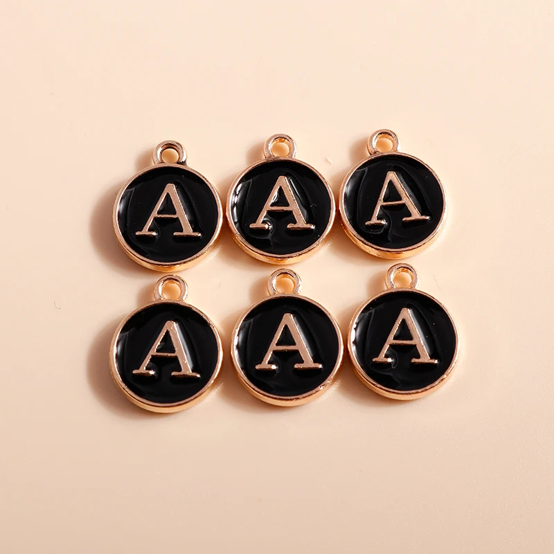 10pcs Cute Mini Black Alphabet 26 Letters Charms for DIY Name Jewelry Earrings Bracelet Necklace Pendants Happy Birthday Gifts