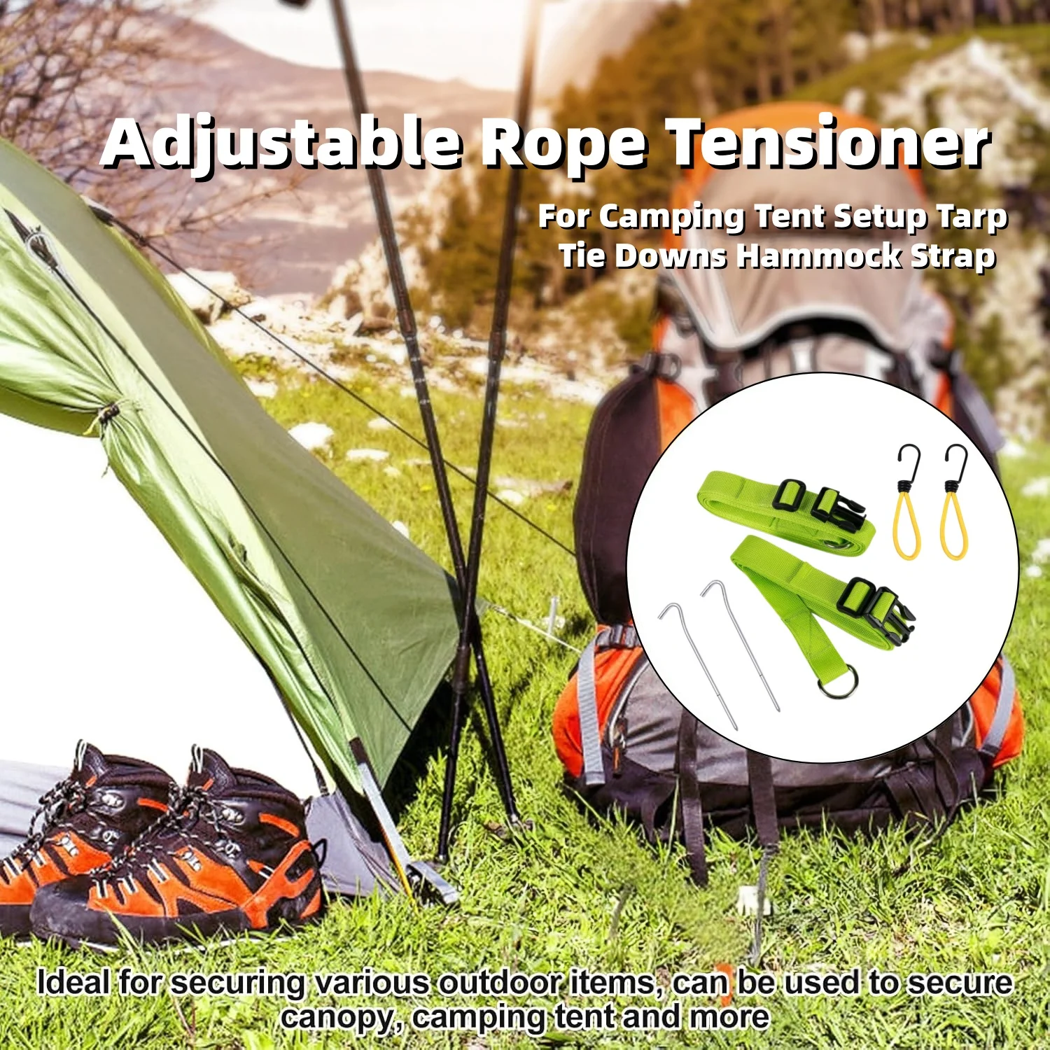 Awning Tie Down Storm Strap Adjustable Rope Tensioner Camping Canopy Sand Beach Accessories for Kampa Dometic Caravan Motorhome