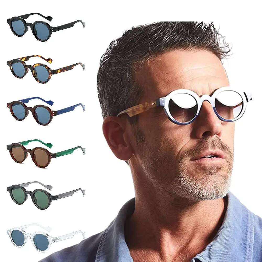 Double Color Round Sunglasses Fashion Clear Lens Rivets Decoration Y2K Glasses UV400 Retro Sun Glasses for Women & Men