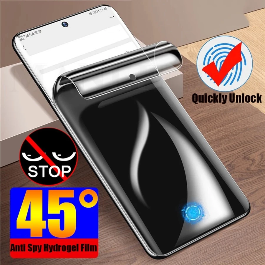 

3D Anti Spy Hydrogel Film For Samsung Galaxy S21 S20 S22 Ultra S10 Plus Note 20 10 TUnlock with fingerprint TPU full Screen Film