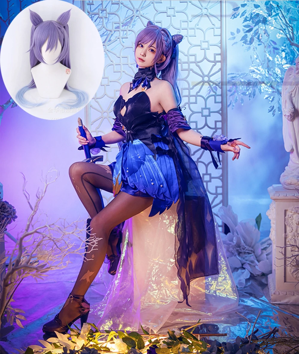 

Game Cosplay Genshin Impact Keqing Anime New Skin Game Suit Gorgeous Sexy Ke Qing Genshin Dress Wig Outfits Comic Con Halloween