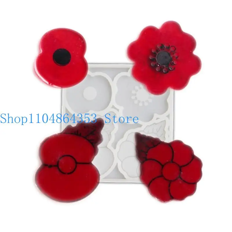 

Silicone Poppys Flower Mold High Temperature Resistant Mould for Home Decorations Practical Jewelry Accessory Mold