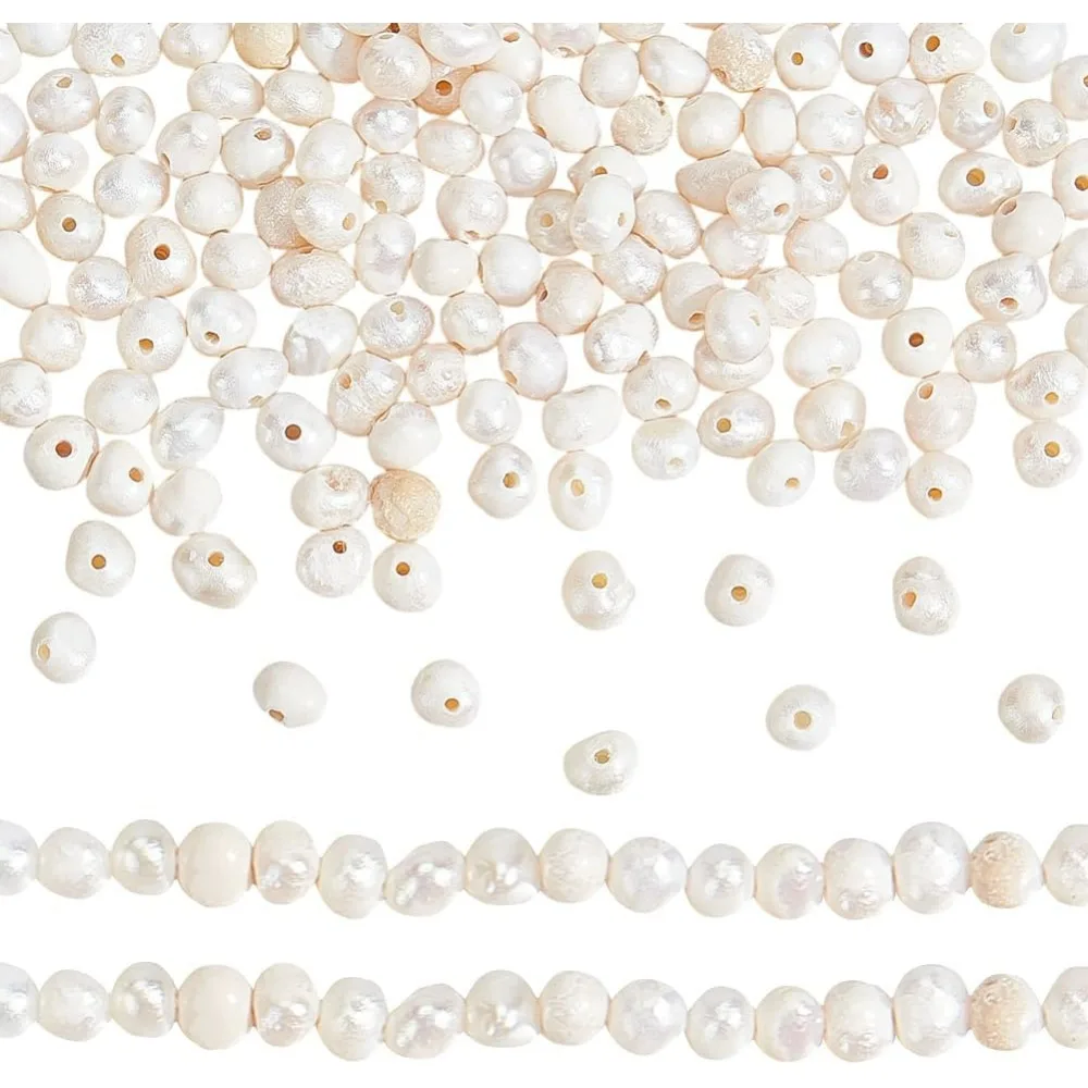 About 142 Pcs Natural Pearl Beads 2mm, Mini Seashell Color Freshwater Cultured Real Pearl Beads Oval Freshwater Pearl Beads