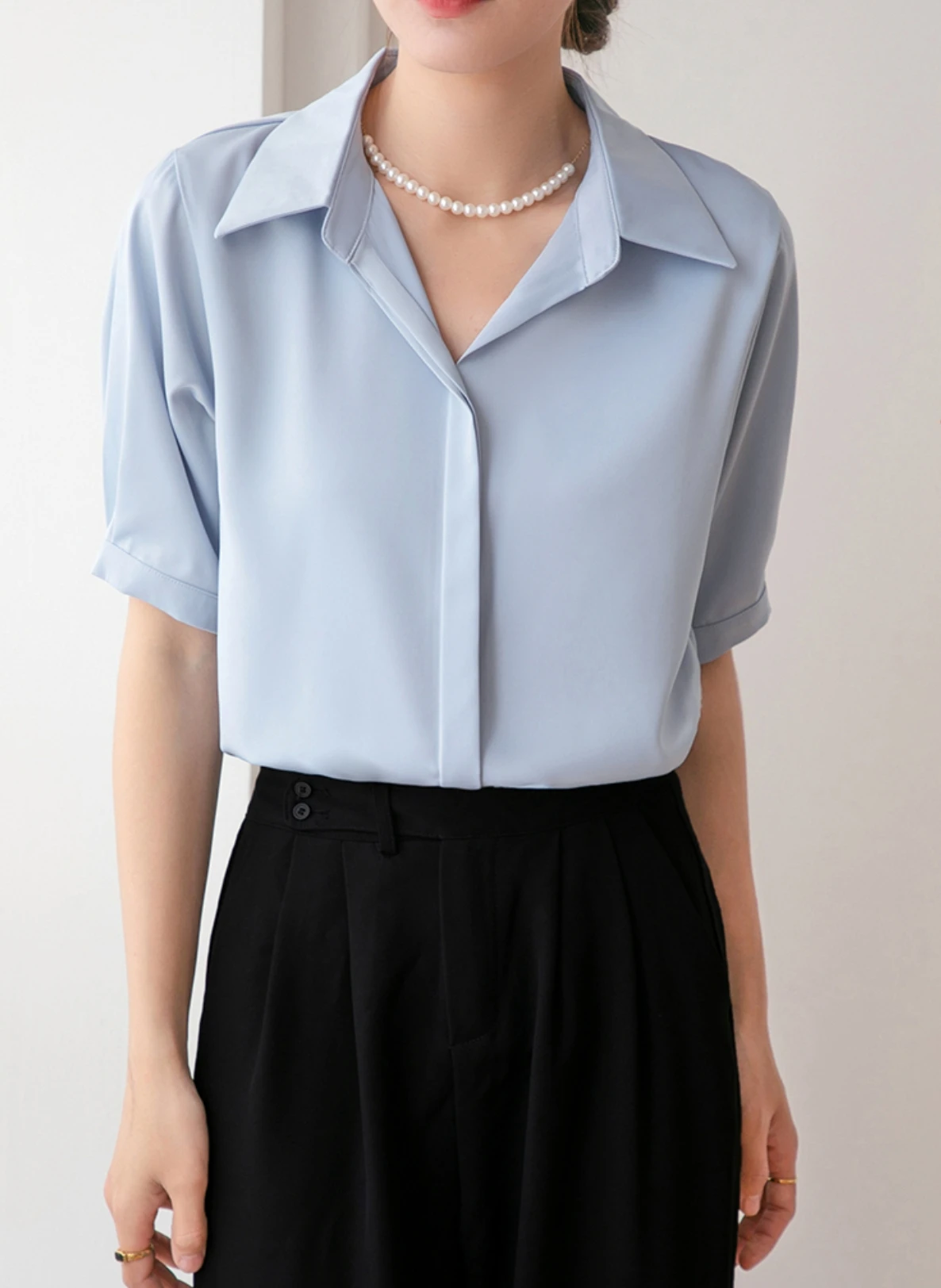 Summer Women's Blouse Casual Loose Short Sleeve Ladies' Shirt Fashion White Pul… - Image 4