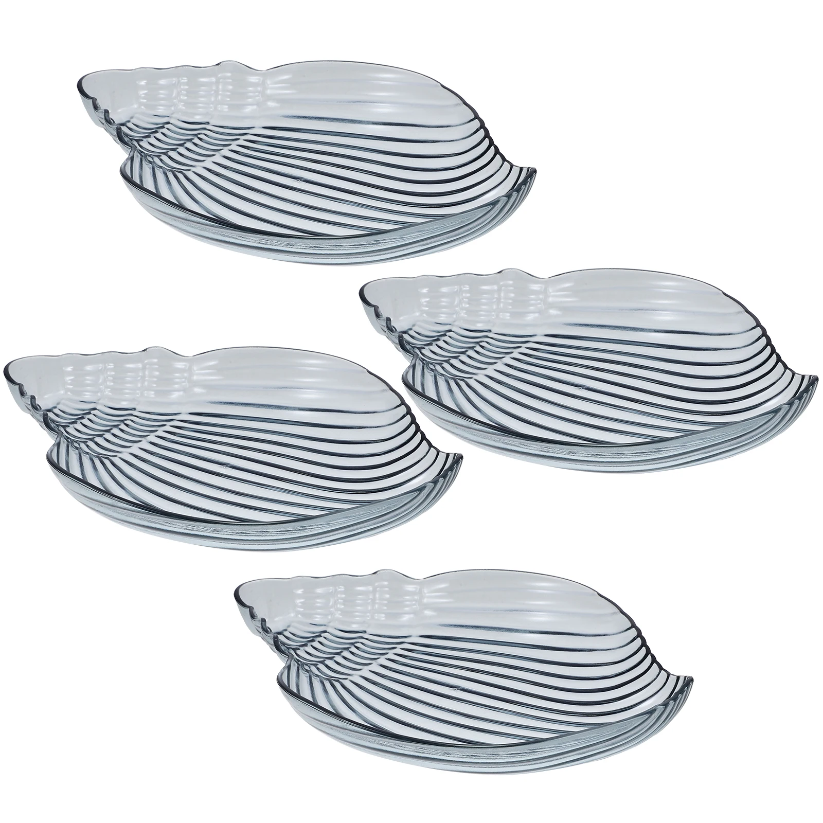 

4 Pcs Dried Fruit Storage Tray Multi purpose Plates Snack Dish Bone Disc Plastic Dessert Set Blue Seashell Lightweight