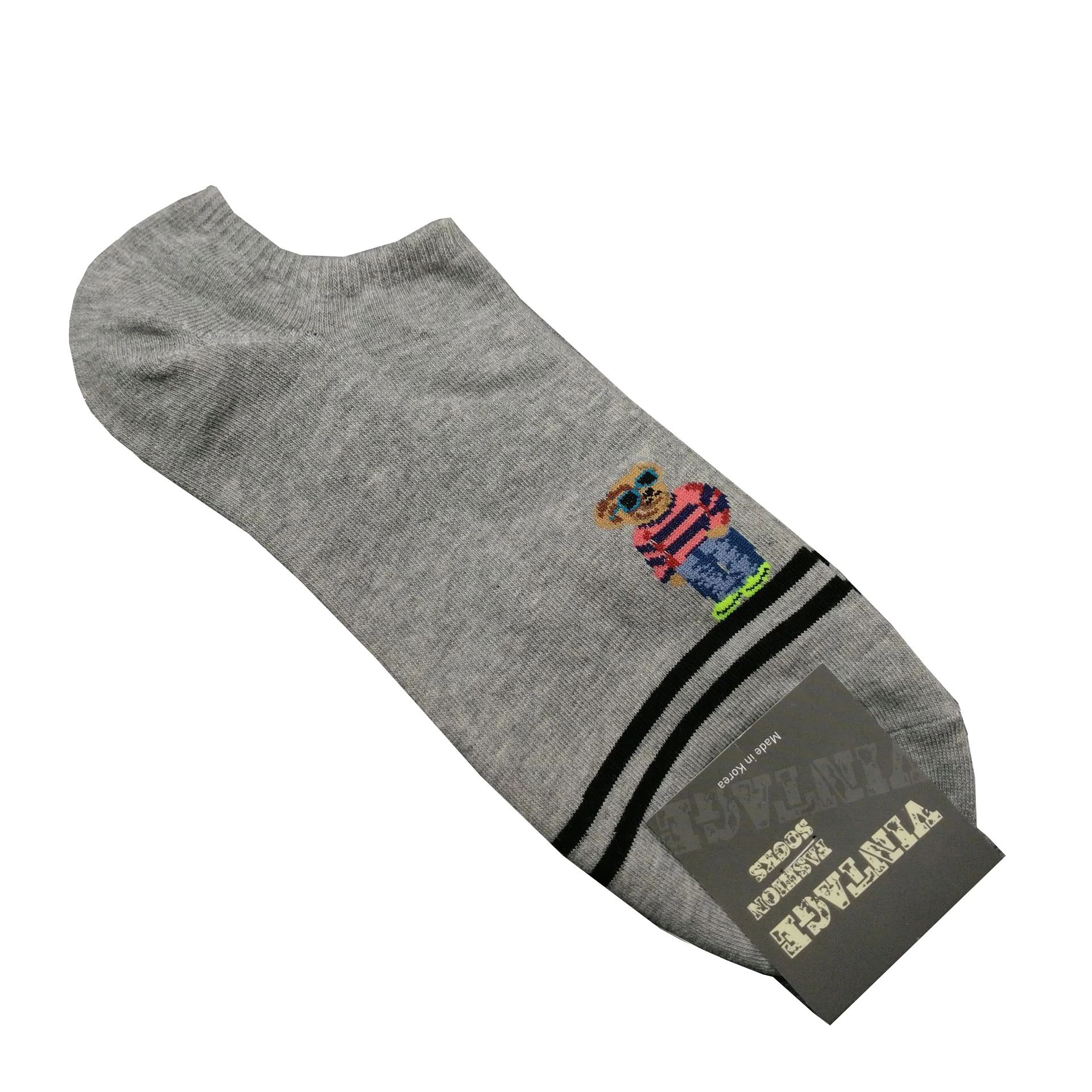 High Quality Gentleman Bear Fashion Men\'s Striped Cotton Socks Business Sport Boys Solid Color Novelty Breathable Ankle Sox Gift