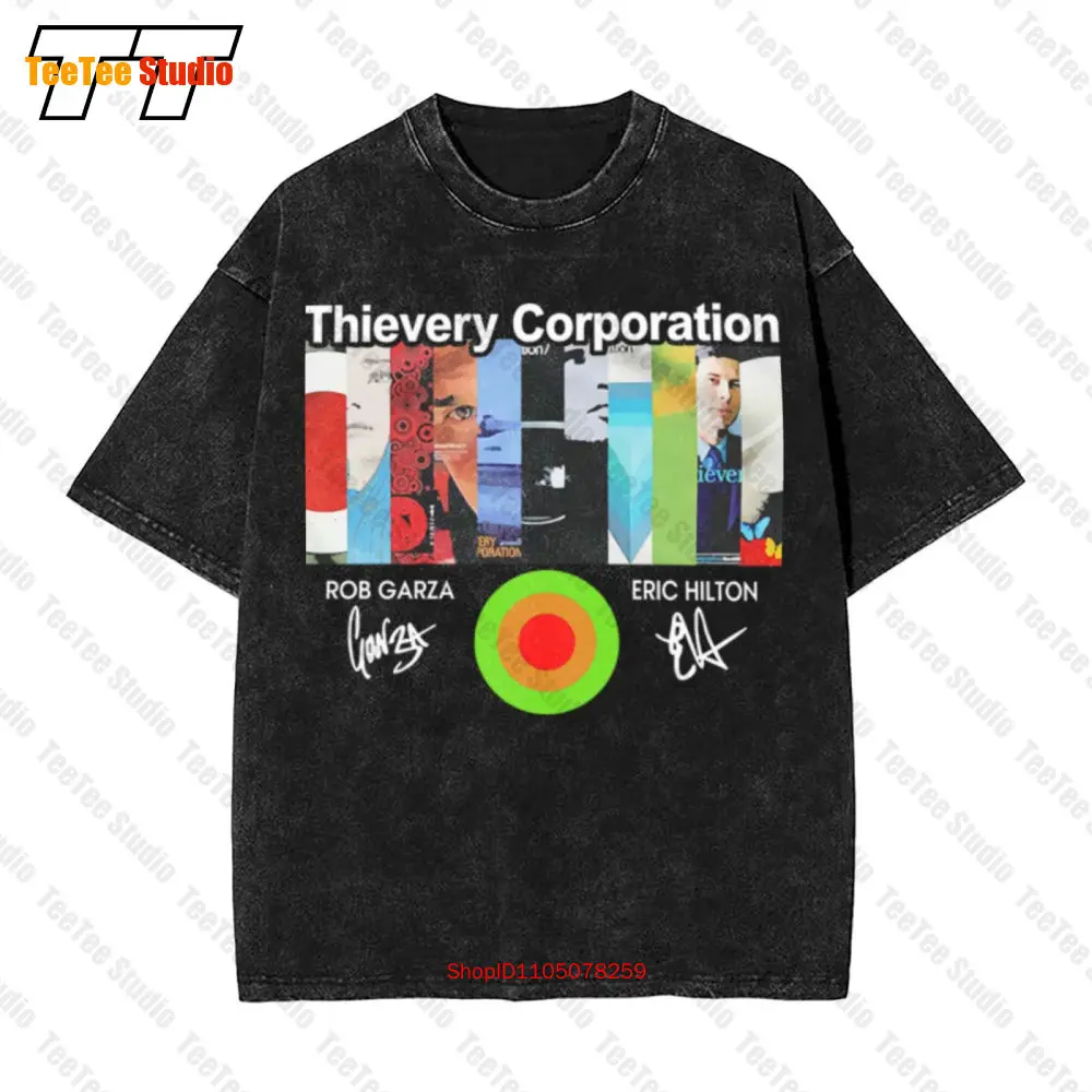 Thievery Corporation Rob Garza y Eric Hilton Signature Vintage camiseta extragrande P6BN