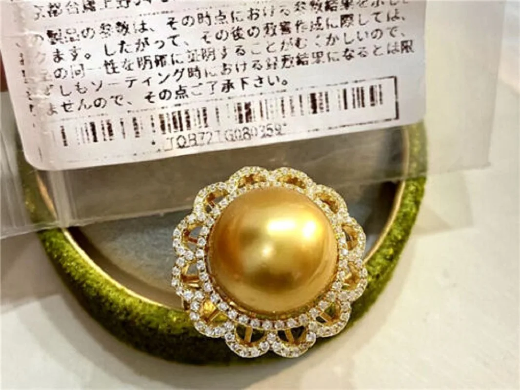 AAAAA 12-11mm genuine natural South China Sea pearl ring 925S