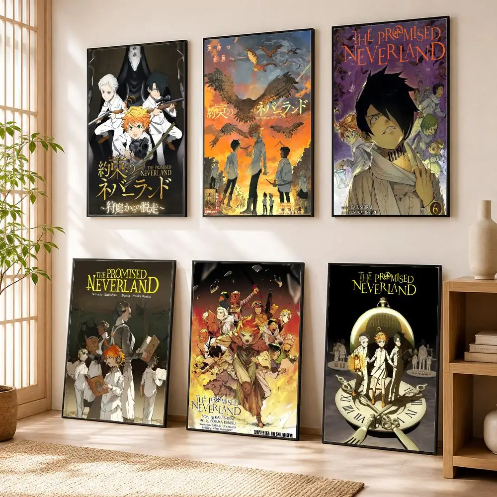 The P-Promised N-Neverland Poster Stickers HD Painting Self-Adhesive Art for Bedroom Living Room Home Decor Wall Decals Gift