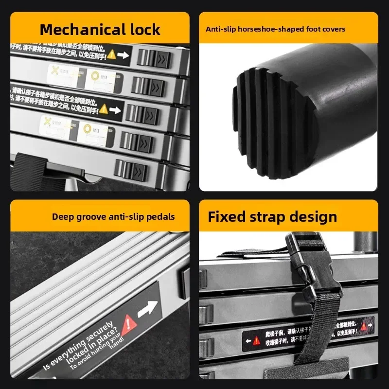 Reinforced Aluminum Alloy Multifunctional Folding Telescopic Ladder, Foldable Zigzag Ladder With Variable Vertical LadderA13