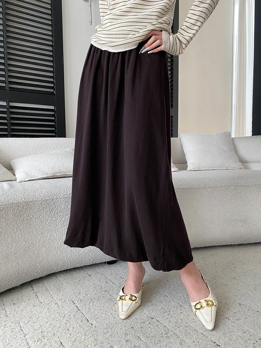 Autumn new elastic waistband texture, pleated and hanging feeling, slimming half skirt