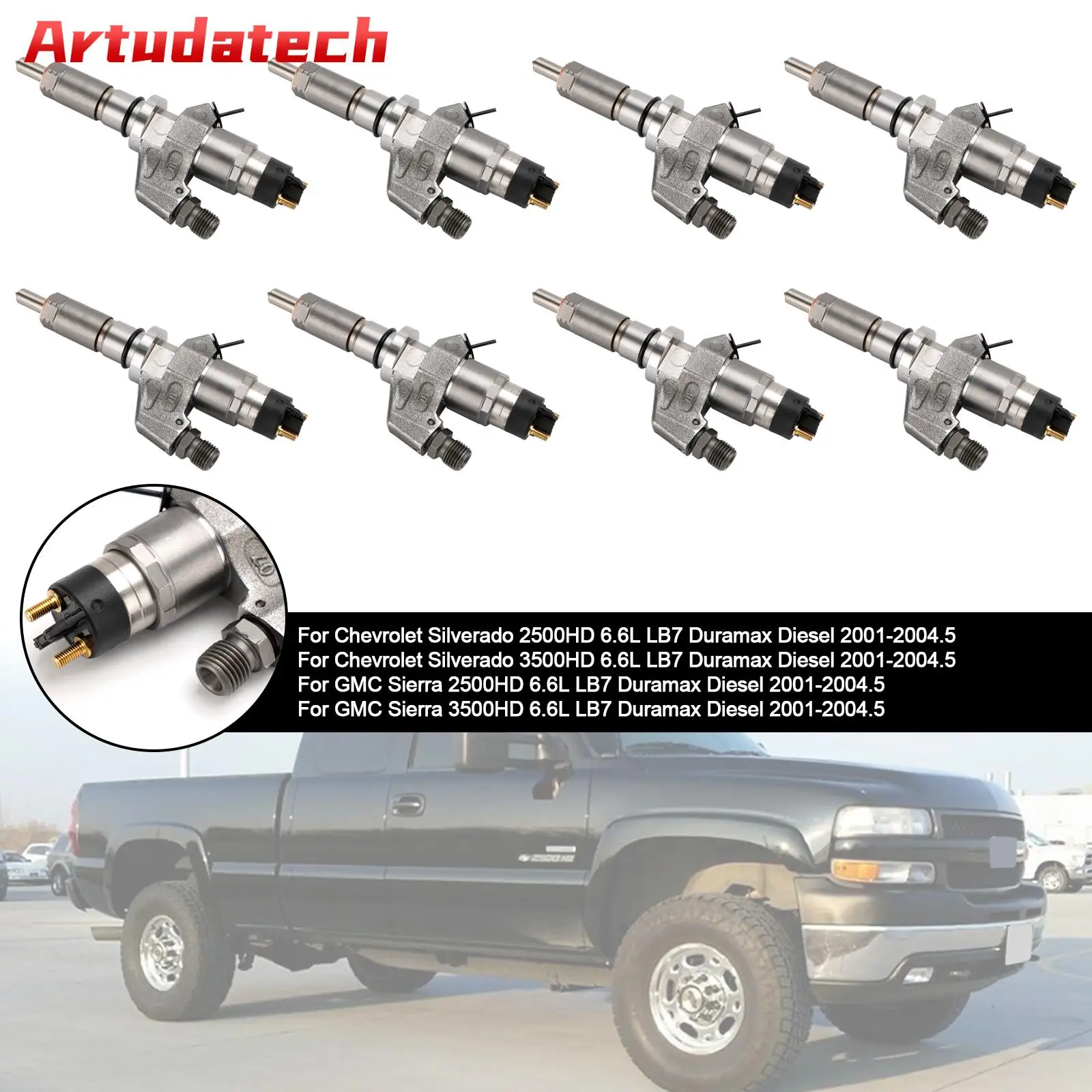 

Artudatech 8PCS Fuel Injectors 0445120008 Fit For Duramax Fit For Chevy Silverado 2001-2004.5 Car Accessories