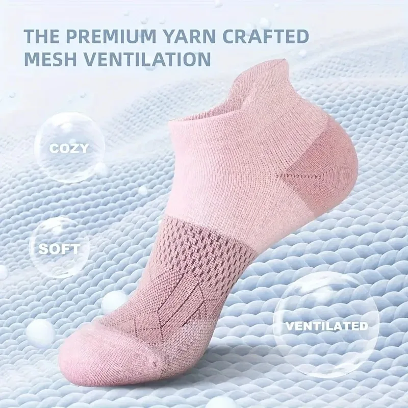 Color Block No Show Socks for Women Shock Absorbing Running Sports Ankle Socks Breathable Sweat Wicking Casual Short Socks Ideal