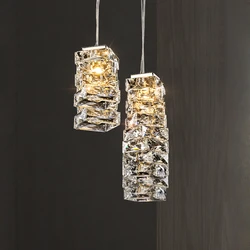 Luxury LED Pendant Light Modern Crystal Gold Chrome Stainless Steel Bedside Living Room Aisle Chandelier Beautiful Lighting