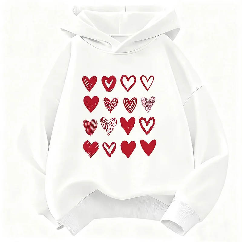 Mode Streetwear Love Heart Harajuku Hoodie Kinder Kinder-Sweatshirt Hoody für Jungen Mädchen Frühling Lässige Hoodies