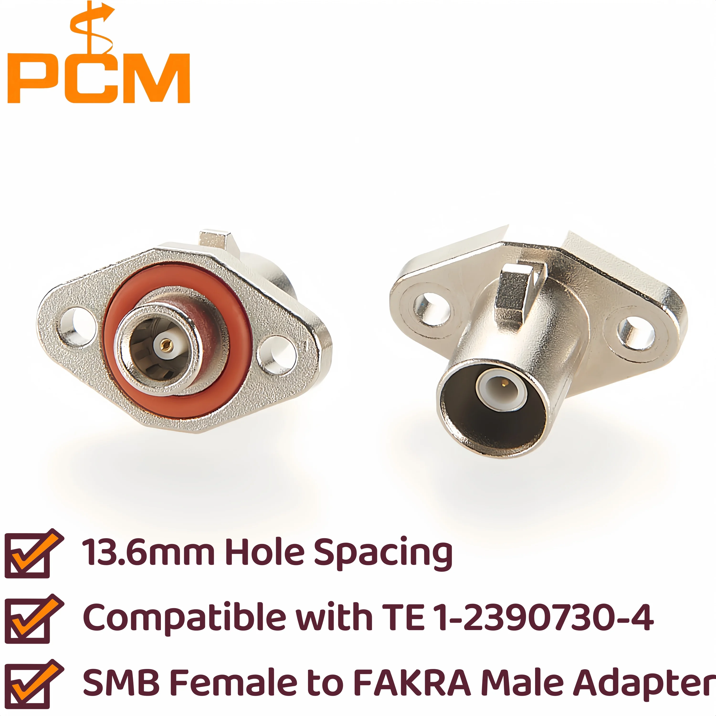 SMB to FAKRA Adapter, 2-Hole Flange Panel Mount SMB Female to FAKRA Z Code Male RF Coaxial Connector, Compatible TE 1-2390730-4