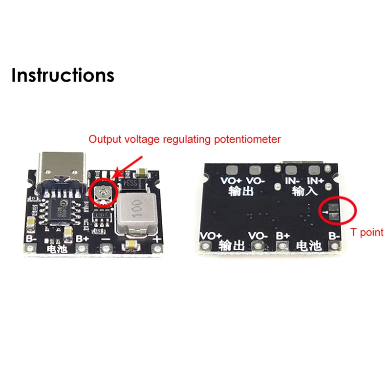 1-10PCS Lithium Li-Ion 18650 3,7 V 4,2 V Batterie Ladegerät Bord DC-DC Step Up Boost Modul USB Typ-C TP4056 Schnelle Lade Modul – Detail 4