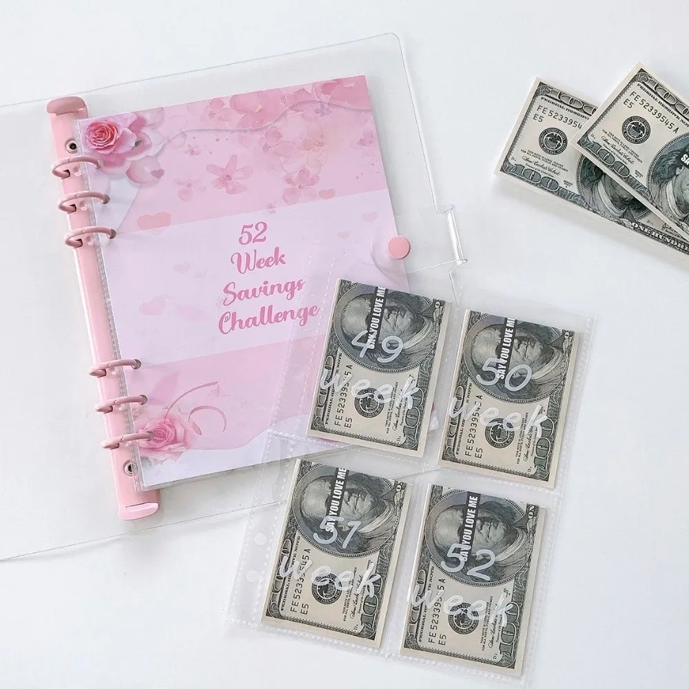 Save Money 52 Week Savings Challenge PVC Large Capacity Money Collection Book Office Stationery Portable
