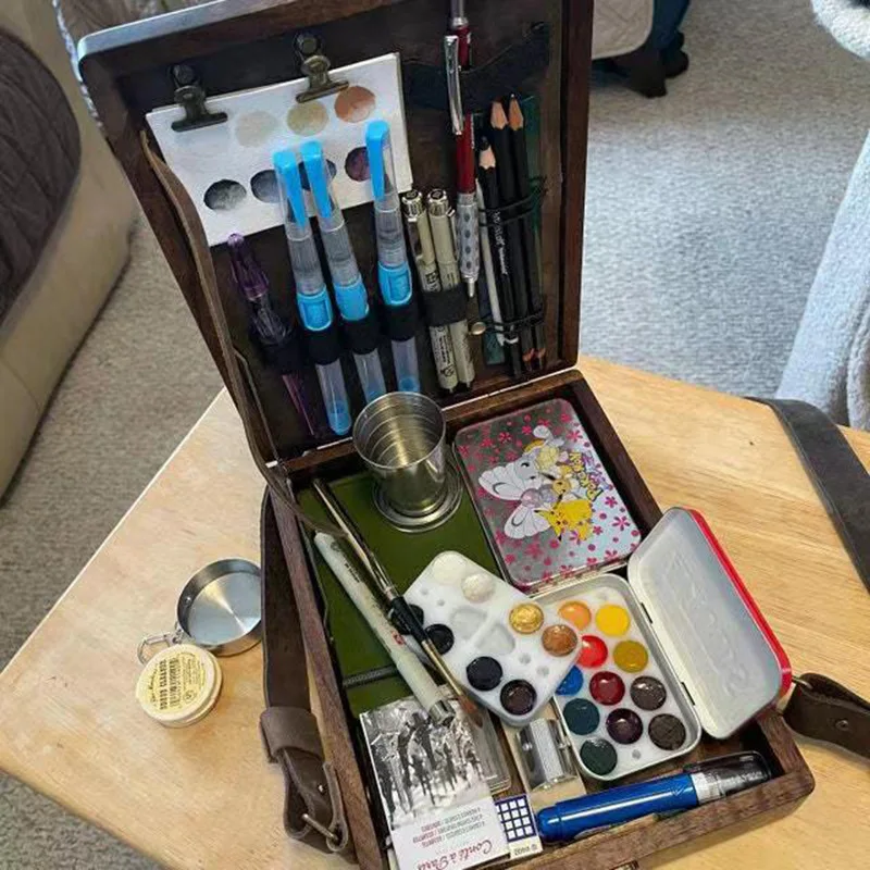 Writer's Messenger Wooden Box Briefcase Writing Storage Box Creative
