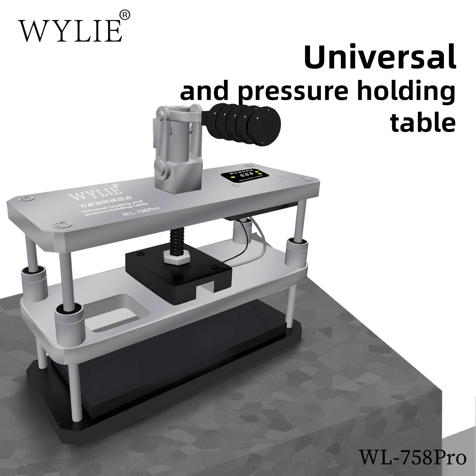 WYLIE WL-758 Pro Platform Tekanan Pemanas Ponsel untuk Penutup Belakang LCD Perlindungan Kamera Perakitan Ulang Mesin Penekan Perbaikan Ponsel
