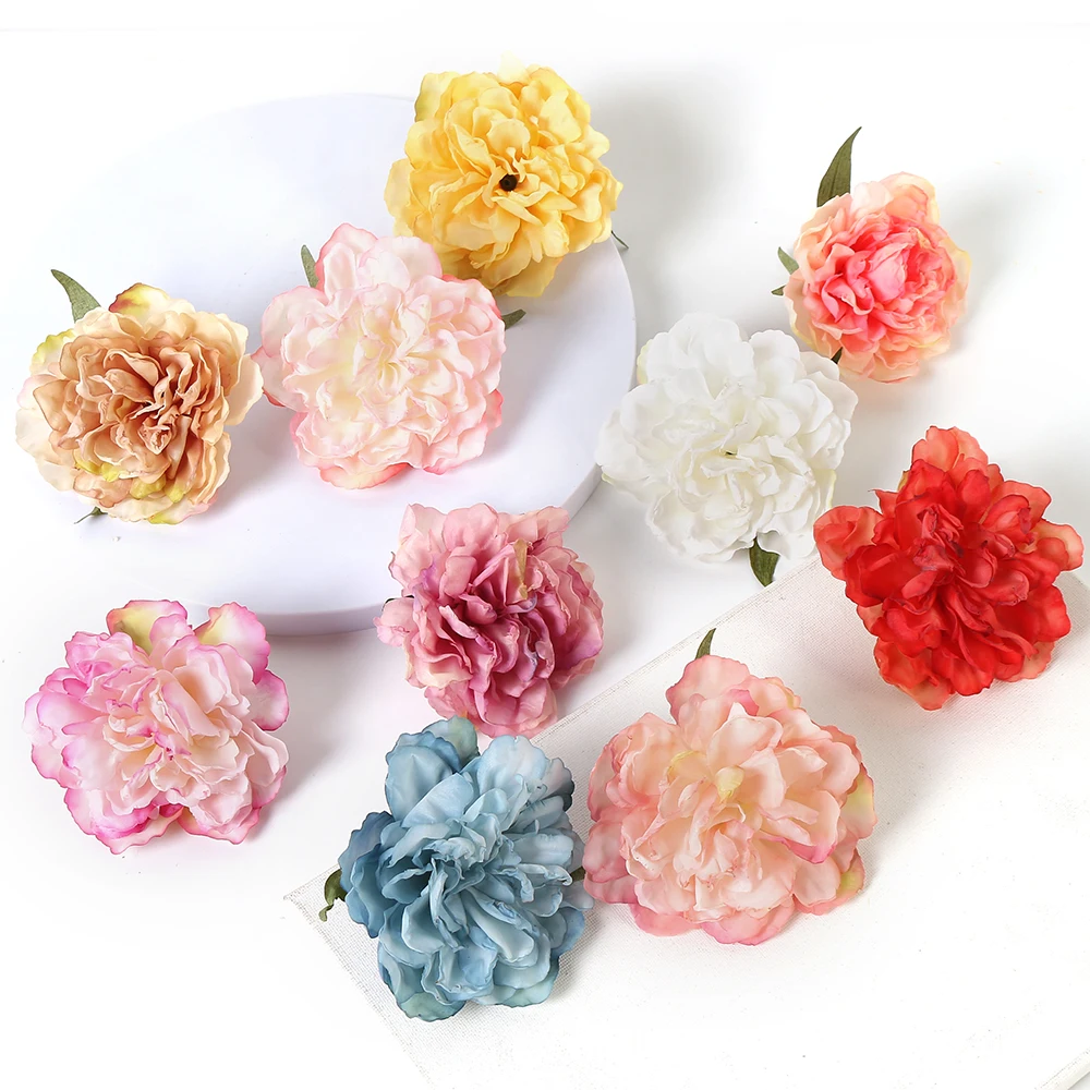 Peônias De Seda Artificial para o pano de fundo do casamento, Flores falsificadas, Peony Flower Wall, Decorações De Bolo De Aniversário, 5PCs